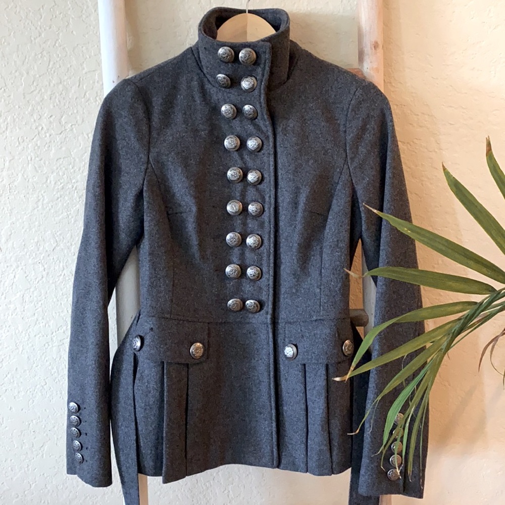 Free people grey wool military button jacket